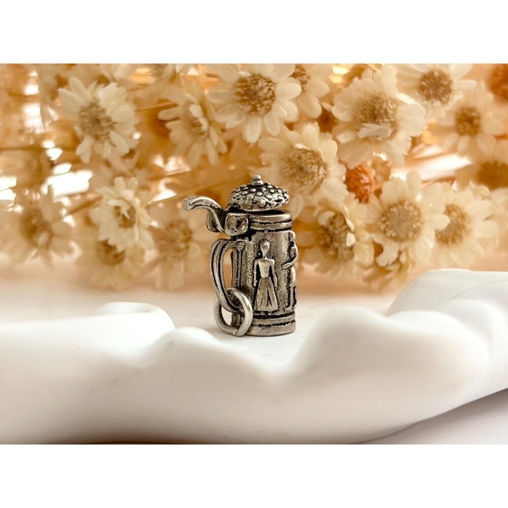 German Stein Mug Craft Beer Lidded Teeny Tiny Figural Vintage Pendant | Charm - Picture 8 of 11